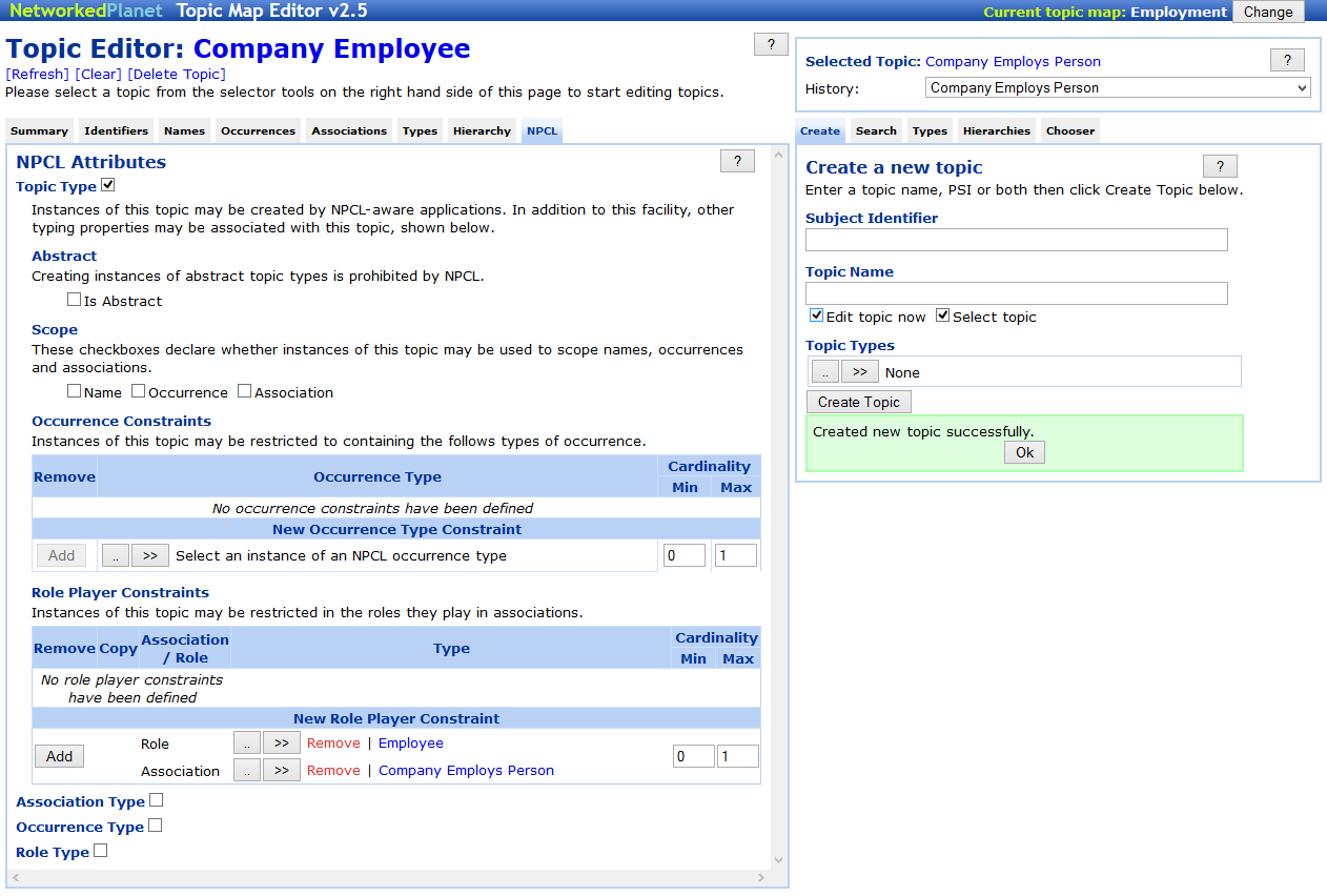 Adding Role Player Constraints to Company Employee topic type